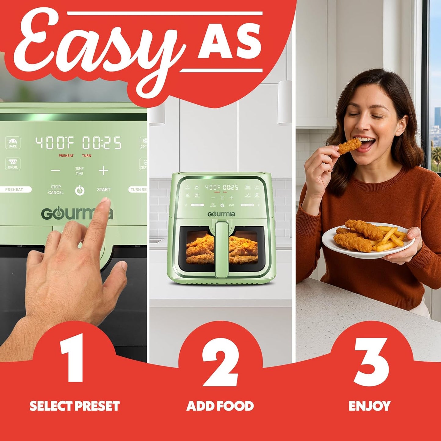 Digital Air Fryer I Window & Light I Green encalife