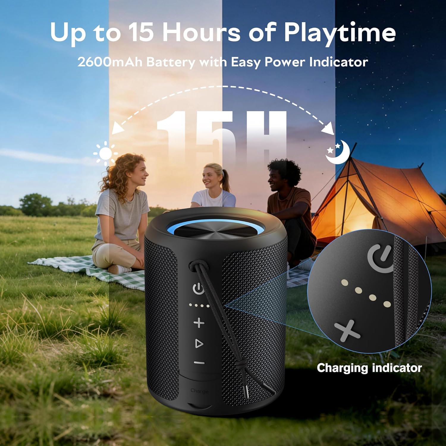 Waterproof 20W Bluetooth Speaker With Party Lights encalife