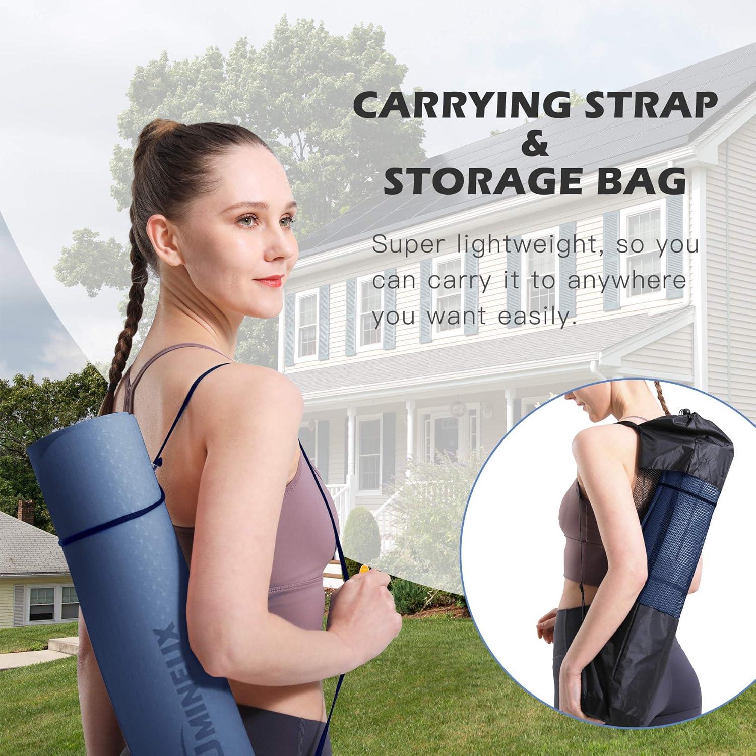 Eco Non Slip TPE Yoga Mat With Carry Bag encalife