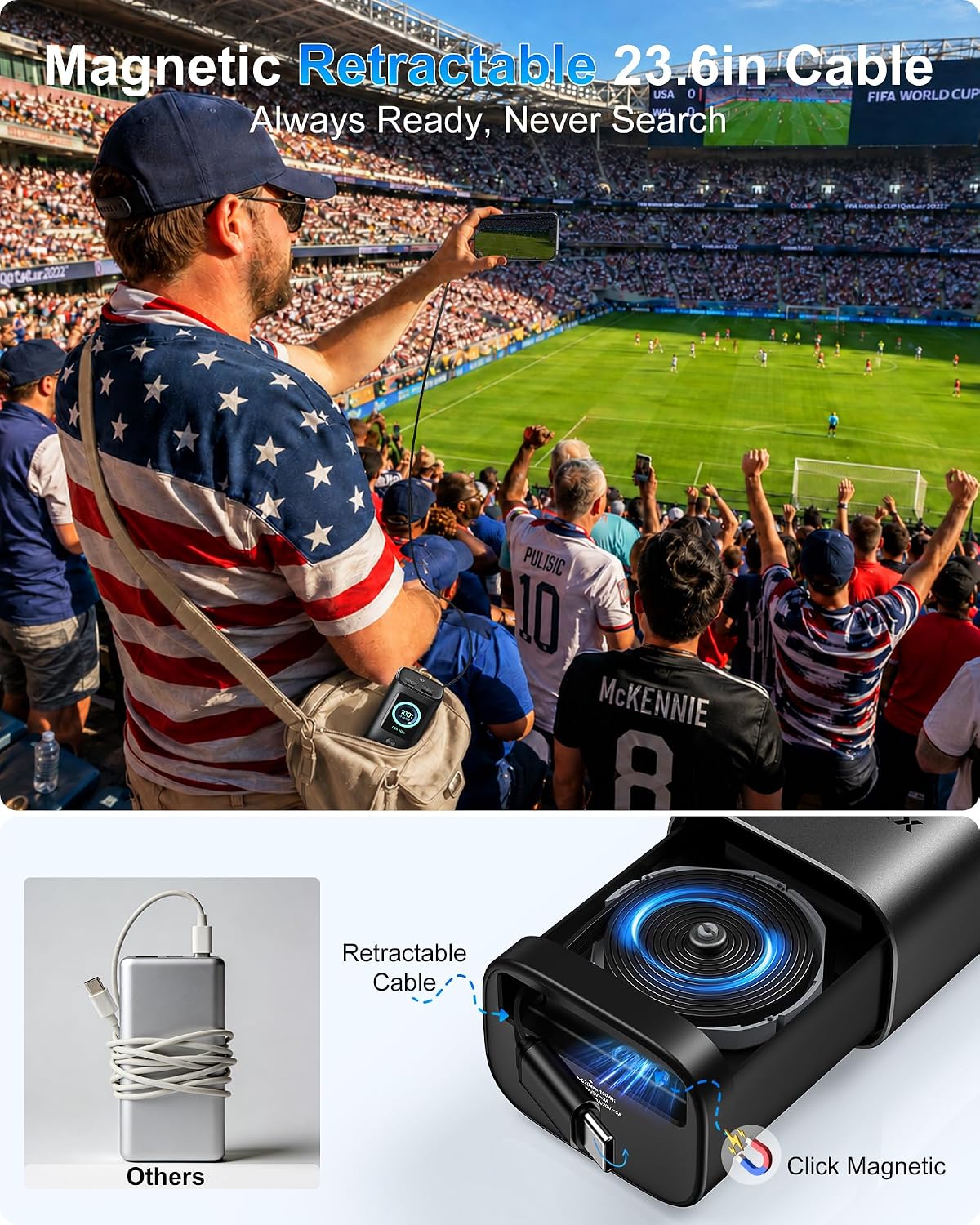 165W Laptop Power Bank 20,000mAh Retractable Cable encalife