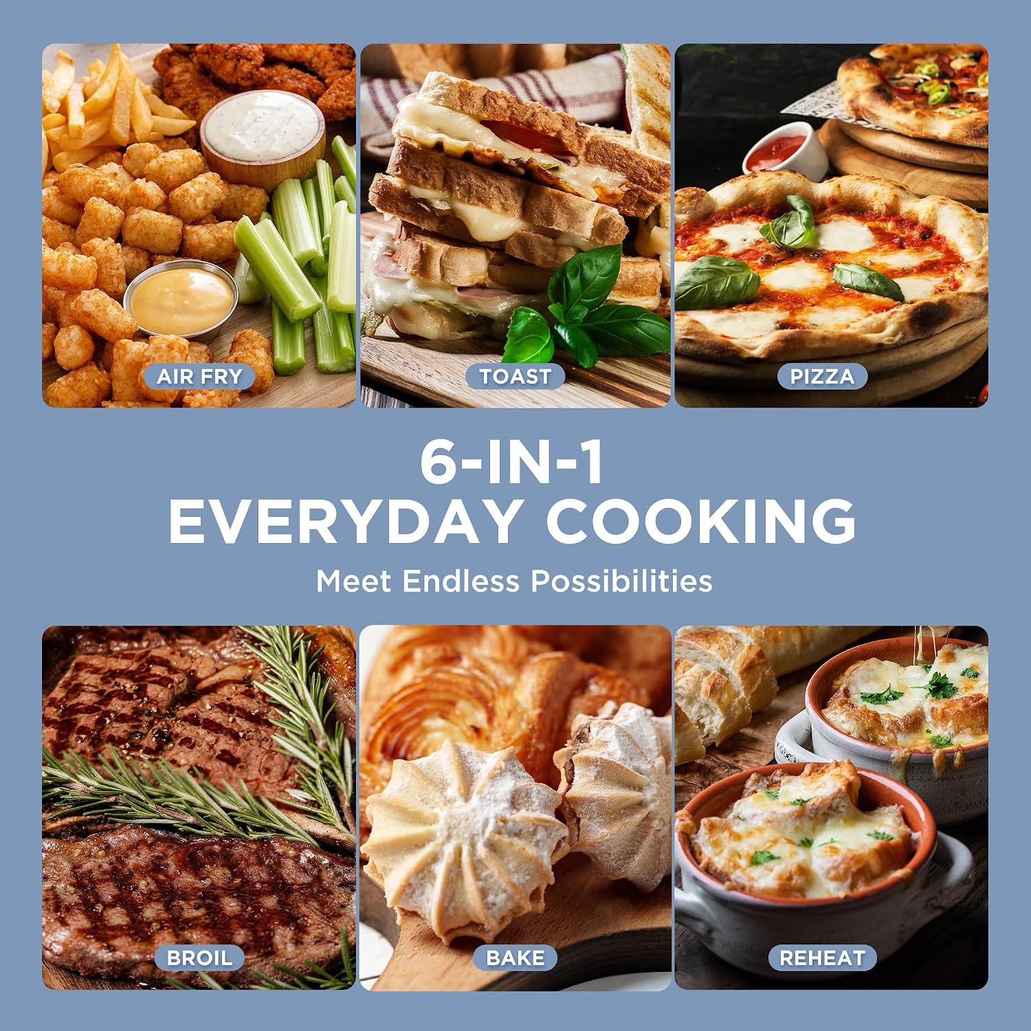 12.7-Quart 6-in-1 Stainless Steel Air Fryer Oven encalife
