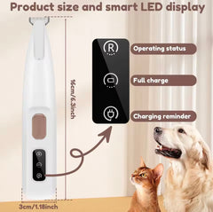New Dog Paw Trimmer with LED Light Fully Waterproof Pet Hair Trimmer with LED Display Dog Clippers for Grooming 18mm Widen Blade encalife