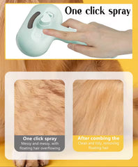 Pet Steam Grooming Brush – Soft Round-Tip Dog & Cat Comb with Spray, Massage & Hair Removal encalife