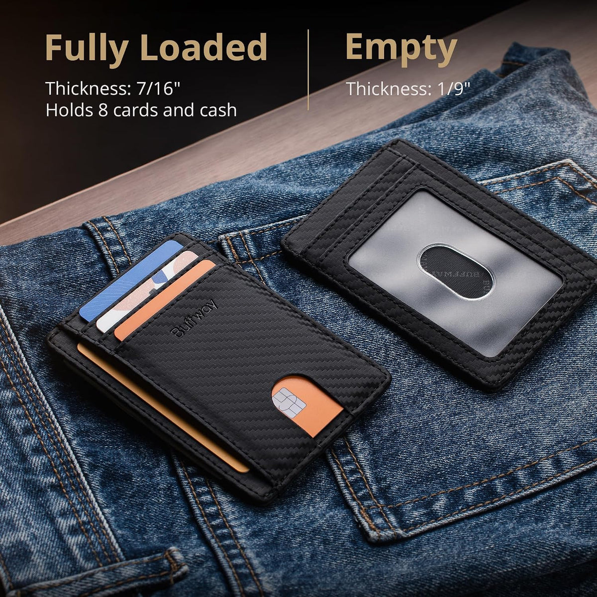 Slim RFID Carbon Fiber Wallet for Men encalife