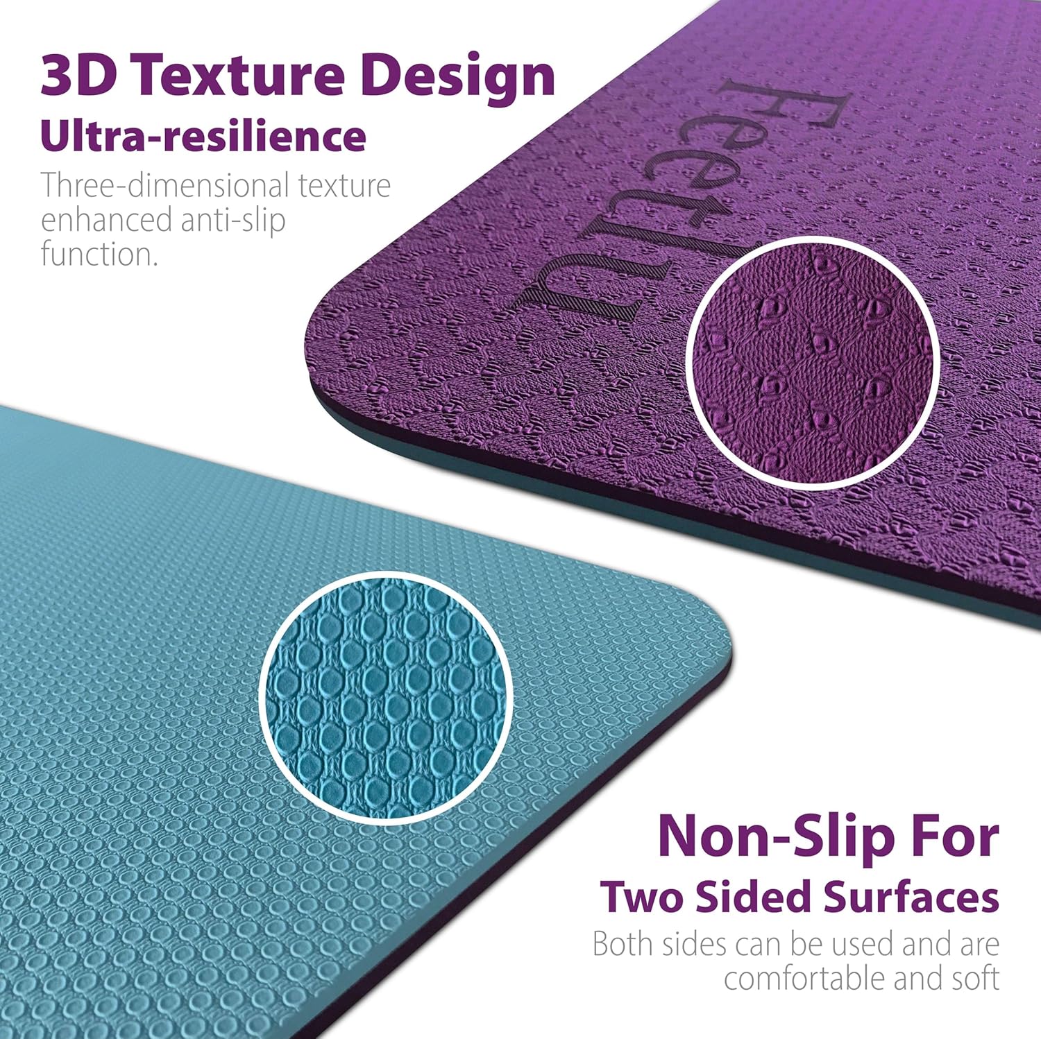 Extra Thick 10mm Non-Slip Yoga Mat with Strap encalife