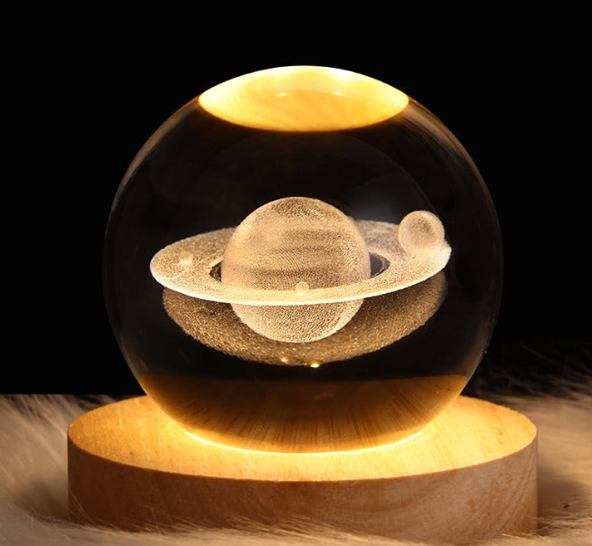 Glowing Galaxy Crystal Ball Table Lamp 3D Planet Moon Lamp Bedroom encalife