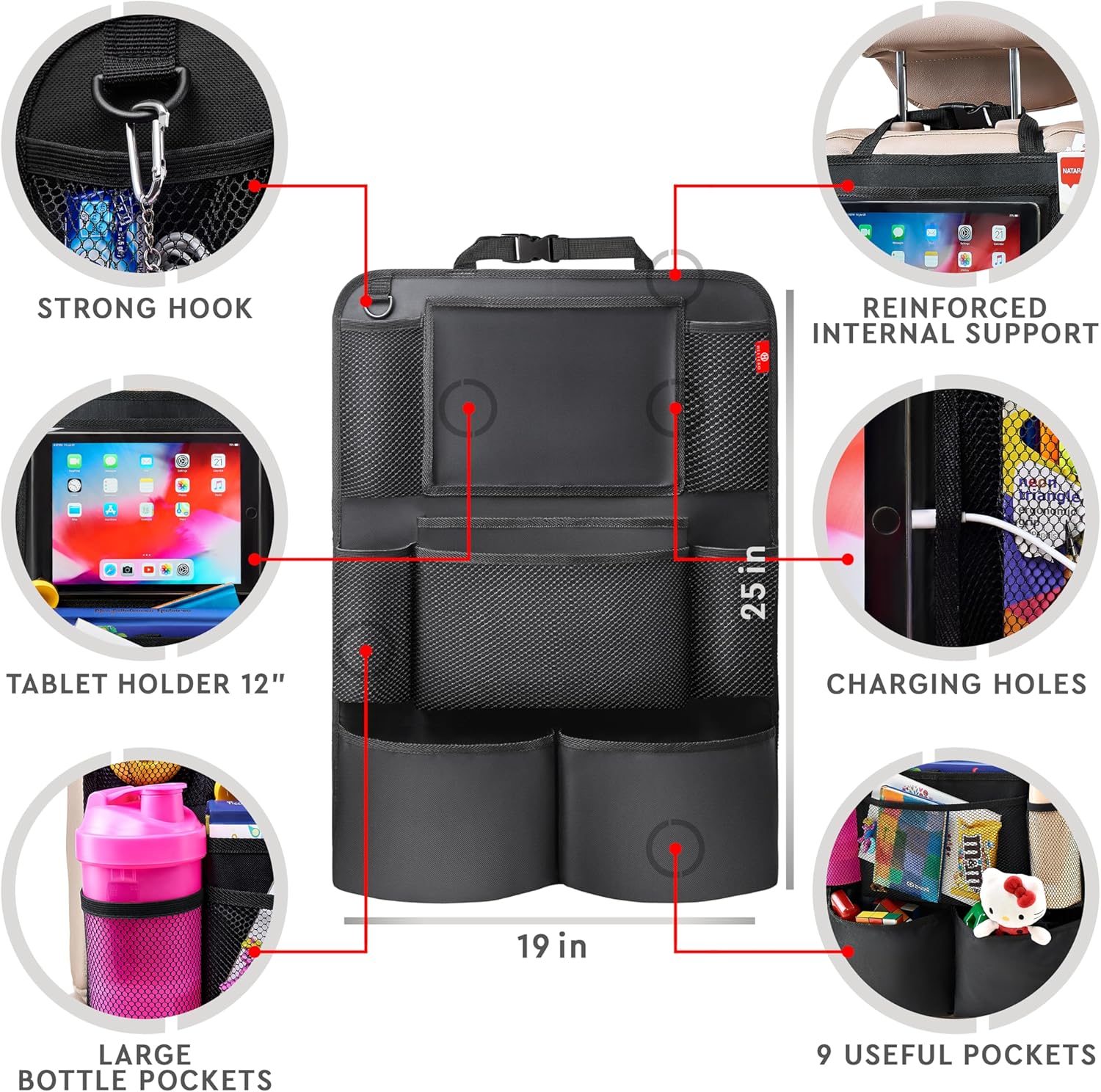 Waterproof Car Backseat Organizer with Tablet Holder encalife