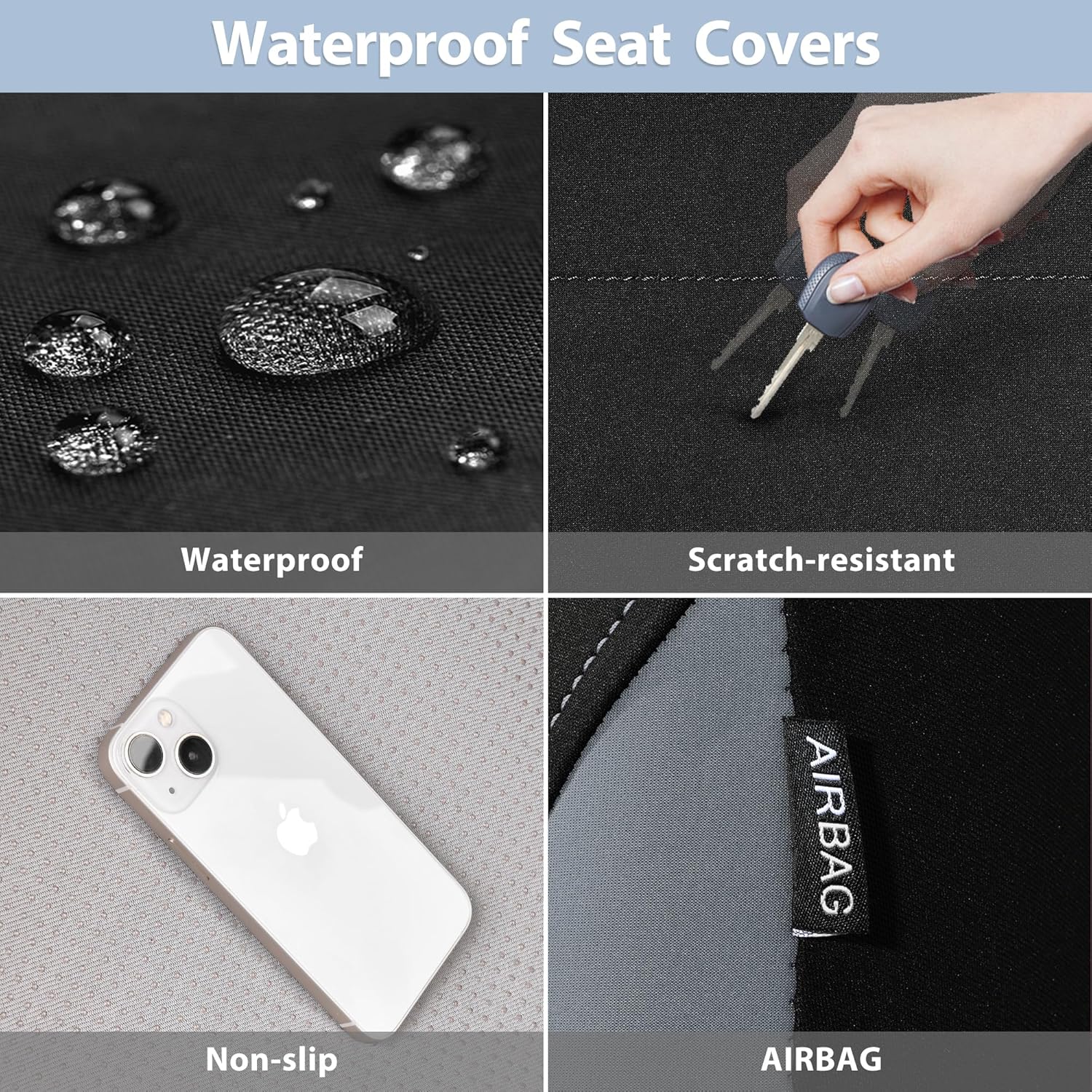 Waterproof Neoprene Front Car Seat Covers with Headrest encalife