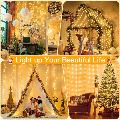 9.8x9.8ft Warm White LED Curtain Lights encalife