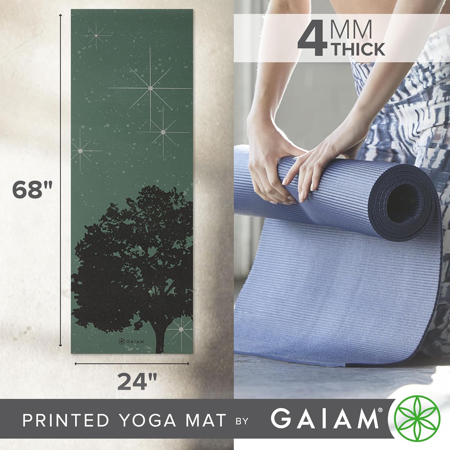 Printed Non-Slip Yoga Mat For Daily Practice encalife