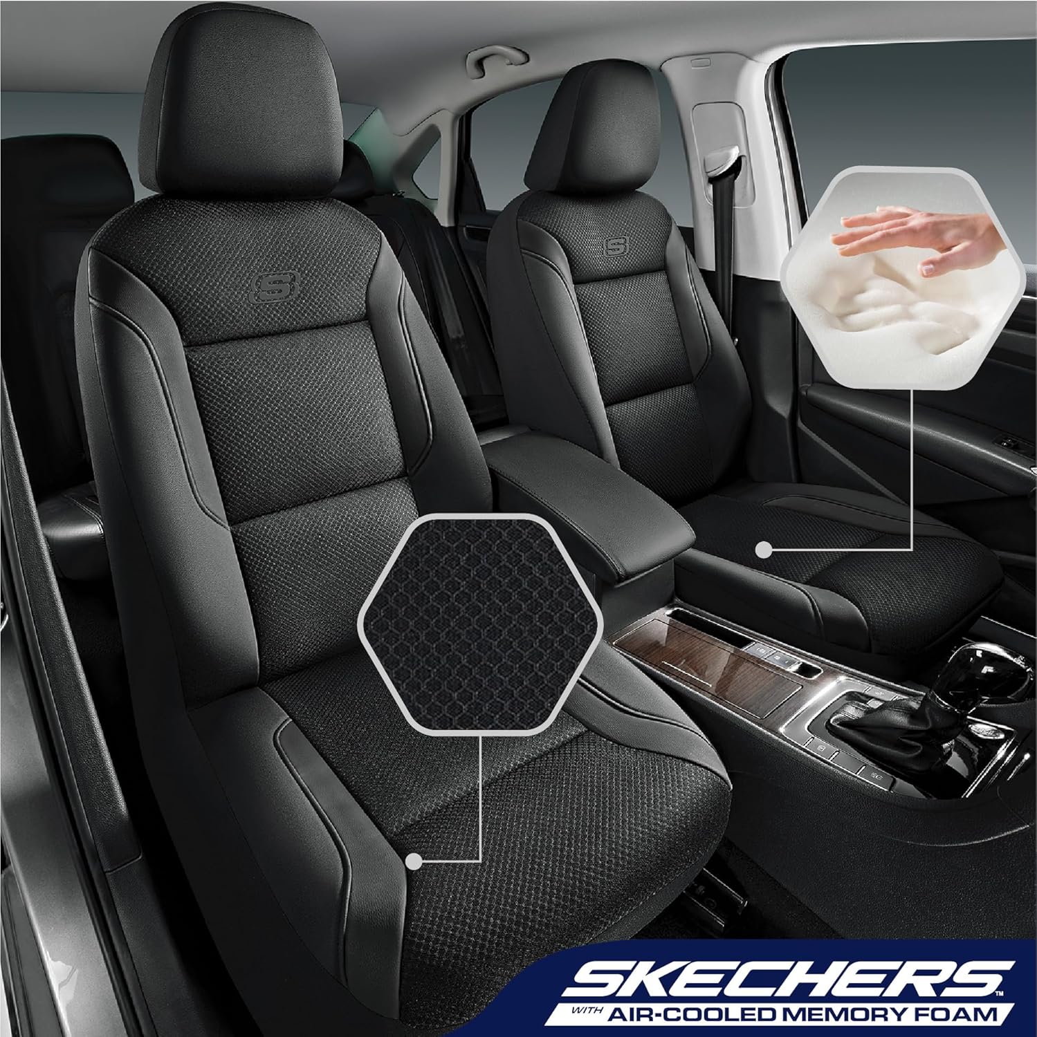 Memory Foam Air Cool Mesh Front Car Seat Covers encalife