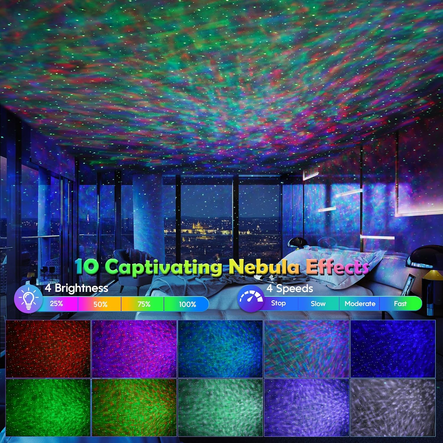 Galaxy Projector Night Light With Speaker encalife