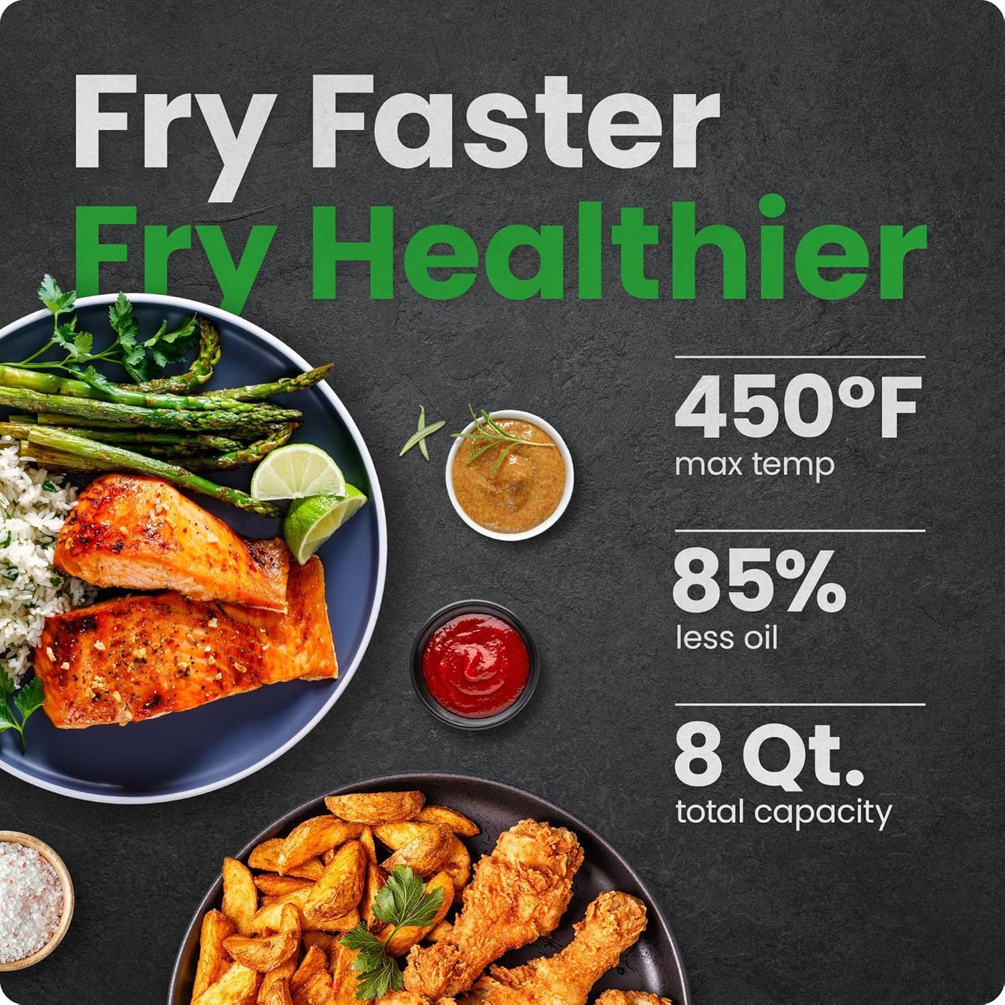 Air Fryer I 8 Qt Digital I Stainless Steel encalife