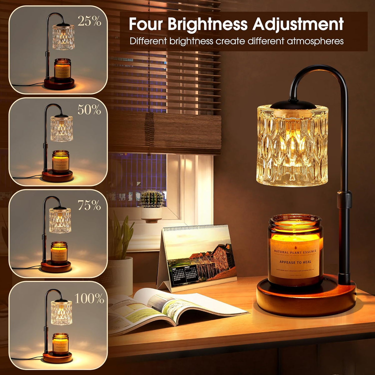Elegant Dimmable Candle Warmer Lamp With Adjustable Height encalife