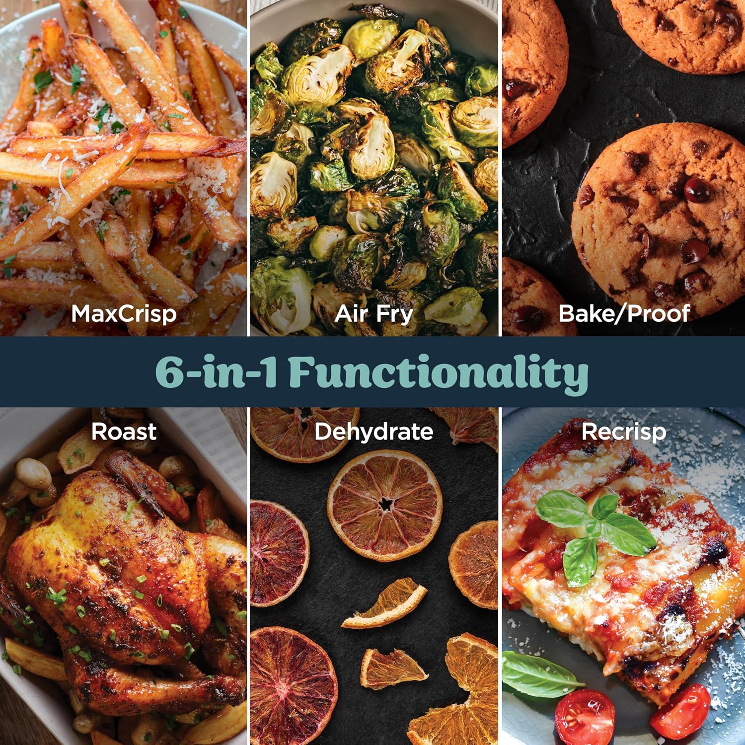 6-Quart 6-in-1 Modular Glass Air Fryer encalife