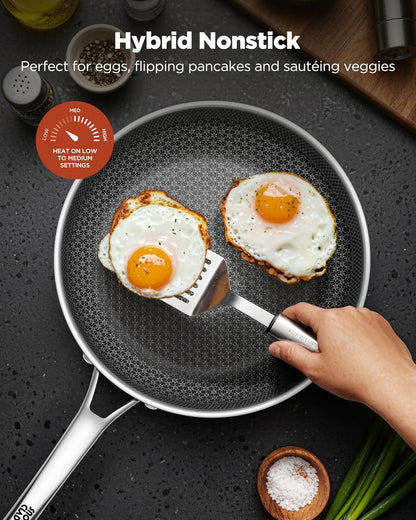 Non-Stick 12-Inch Hybrid Frying Pan With Lid encalife