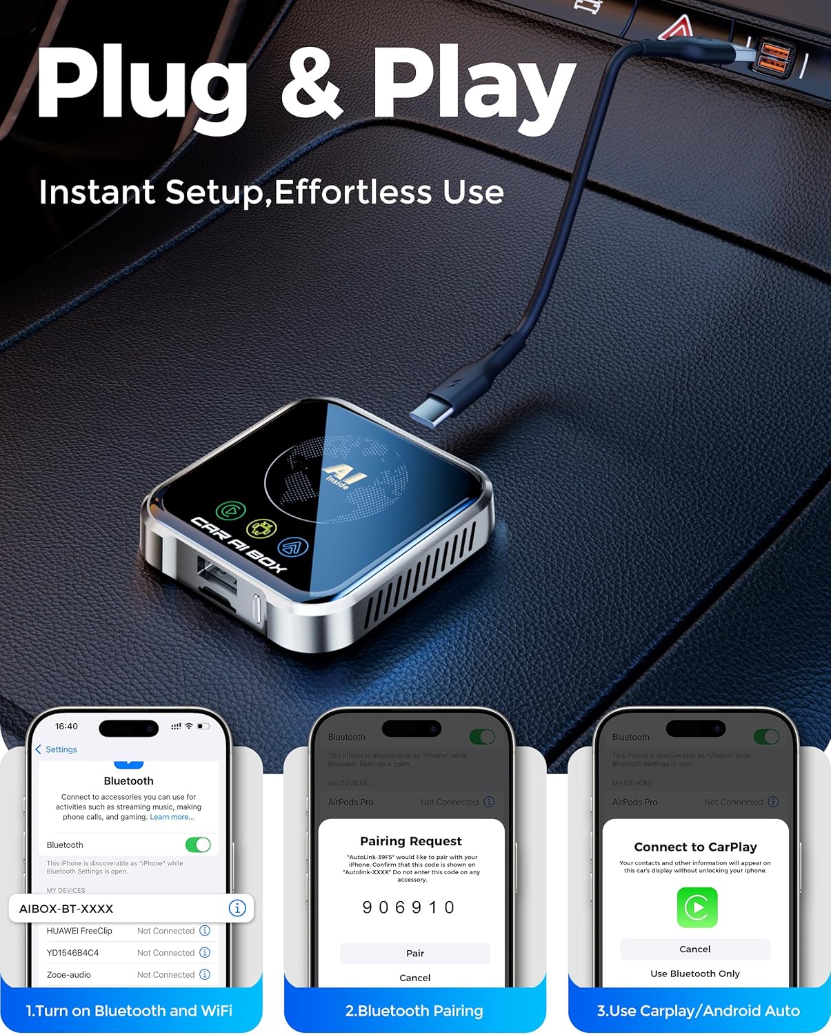 Wireless Carplay Screen Adapter For Smart Cars encalife