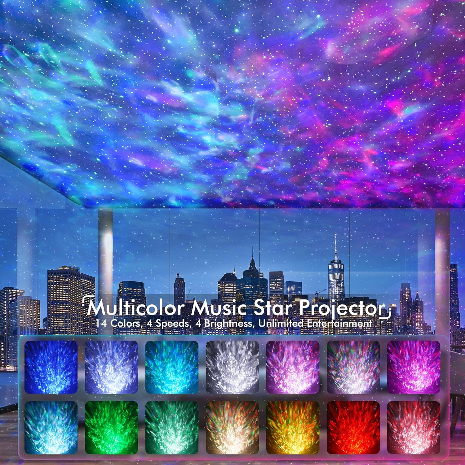 Rossetta Galaxy Star Projector Night Light encalife