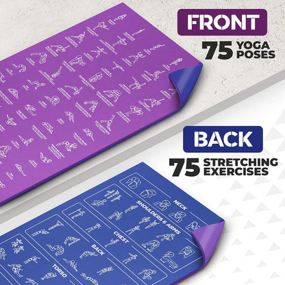 Illustrated Yoga Mat With 75 Guided Poses encalife