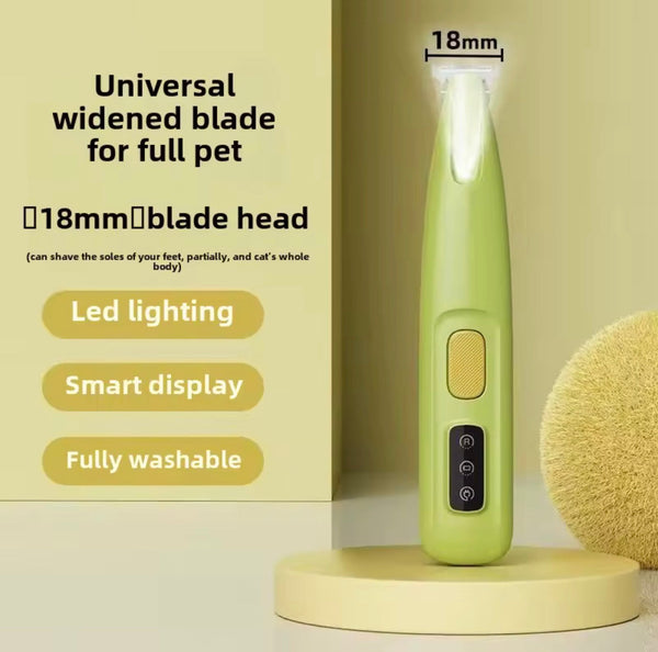 New Dog Paw Trimmer with LED Light Fully Waterproof Pet Hair Trimmer with LED Display Dog Clippers for Grooming 18mm Widen Blade encalife