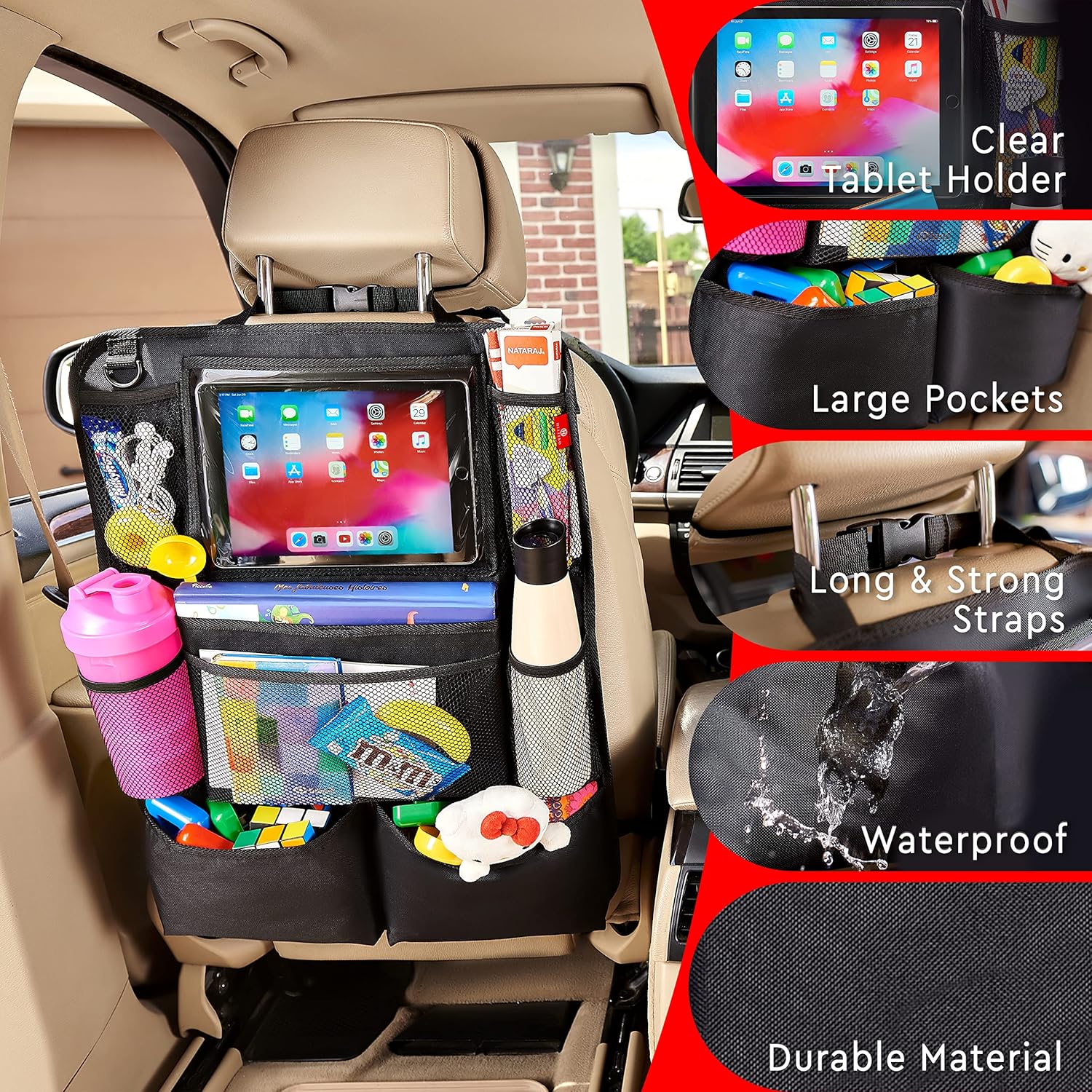 Waterproof Car Backseat Organizer with Tablet Holder encalife