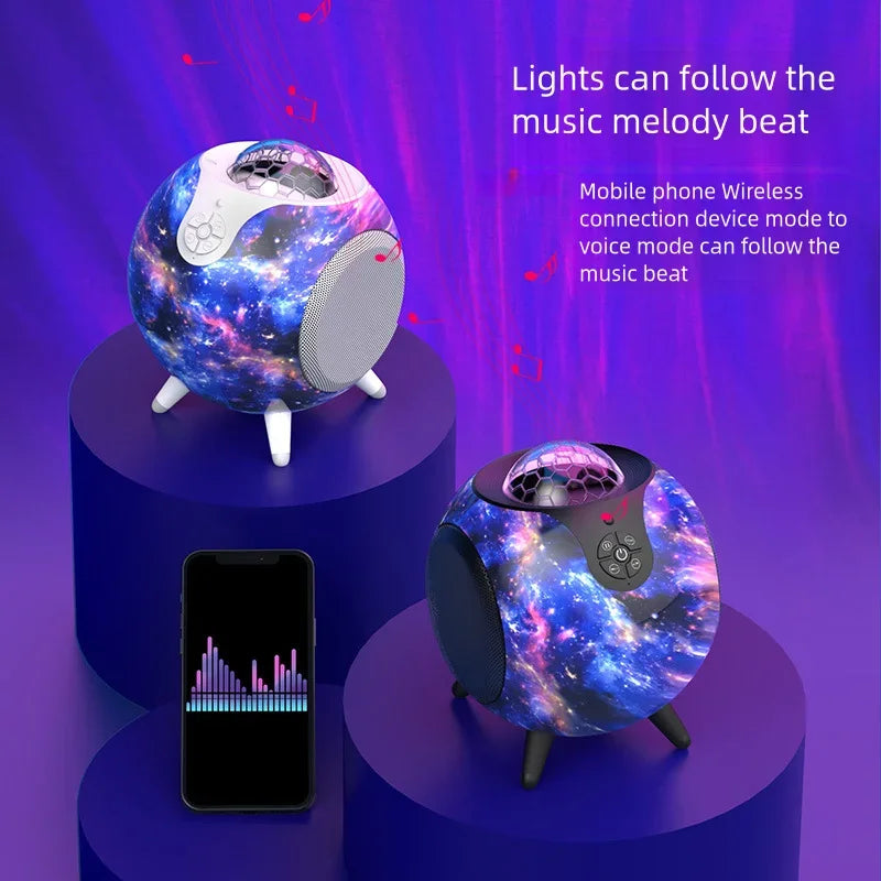 Wireless Galaxy Projector with Dual Bluetooth Speakers encalife
