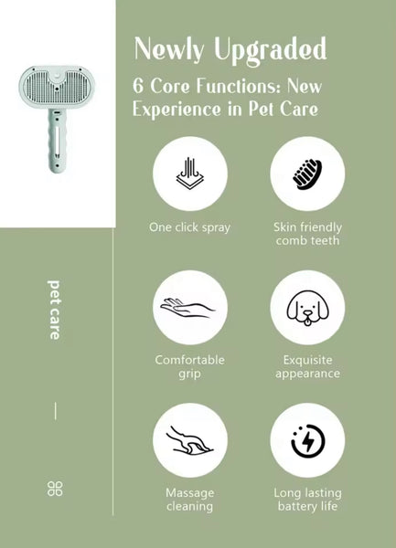 Pet Steam Grooming Brush – Soft Round-Tip Dog & Cat Comb with Spray, Massage & Hair Removal encalife