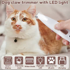 New Dog Paw Trimmer with LED Light Fully Waterproof Pet Hair Trimmer with LED Display Dog Clippers for Grooming 18mm Widen Blade encalife