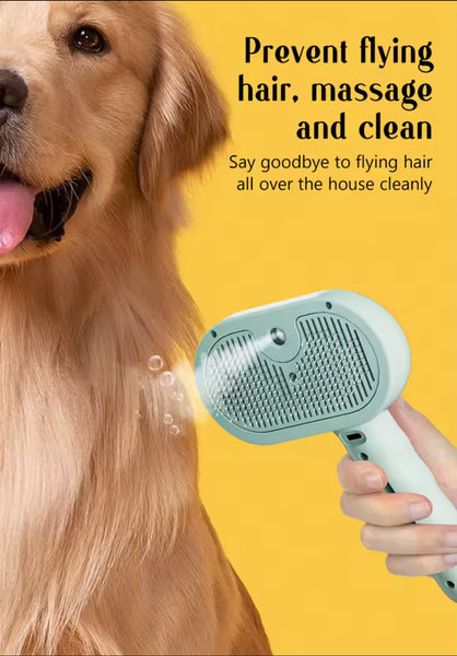 Pet Steam Grooming Brush – Soft Round-Tip Dog & Cat Comb with Spray, Massage & Hair Removal encalife