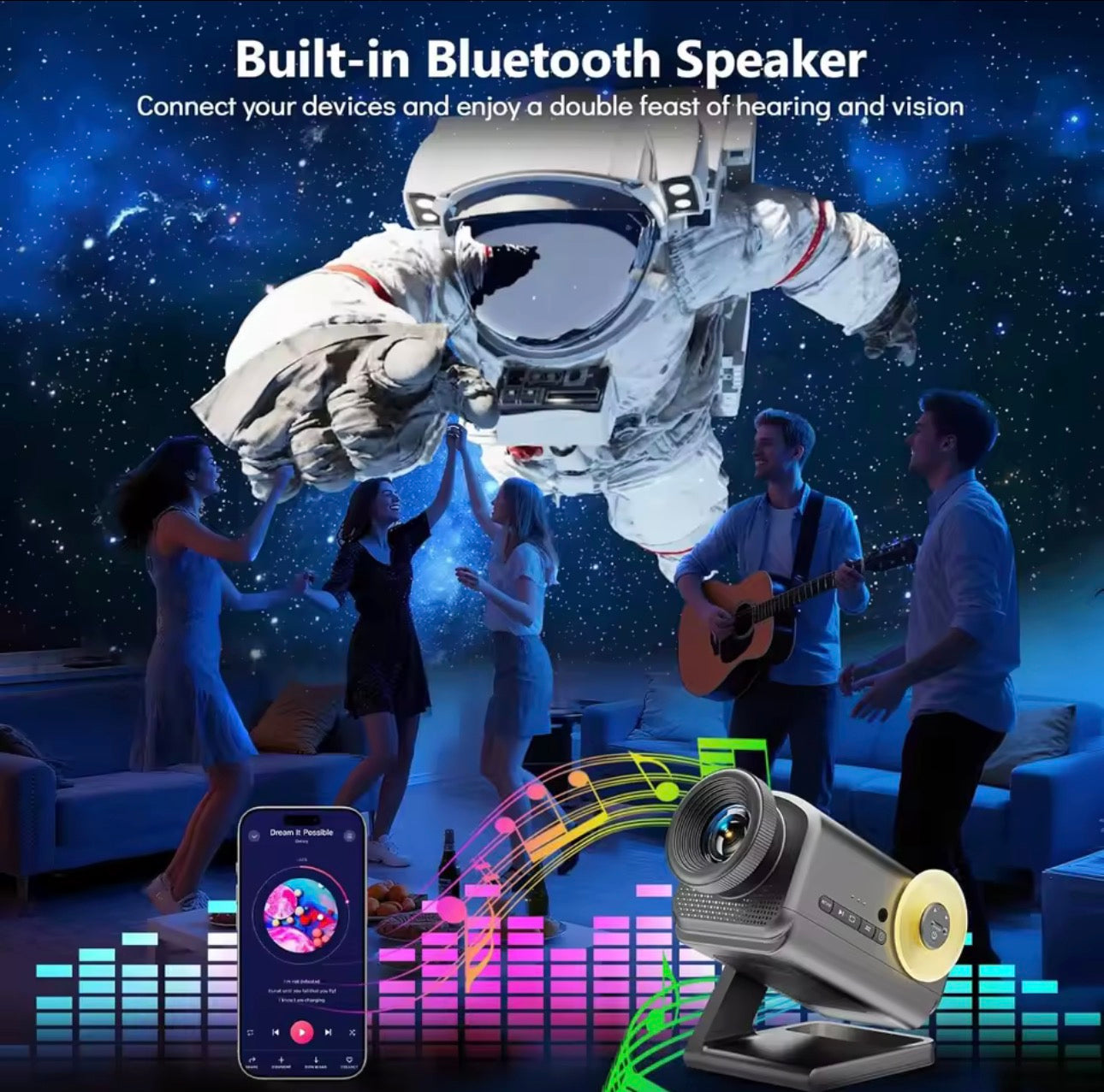 AURORA LIGHTING 3D Projector Mini HD 3D Galaxy Projector Night Light for Kids Adults Bedroom Room Decor Birthday Christmas Gifts encalife