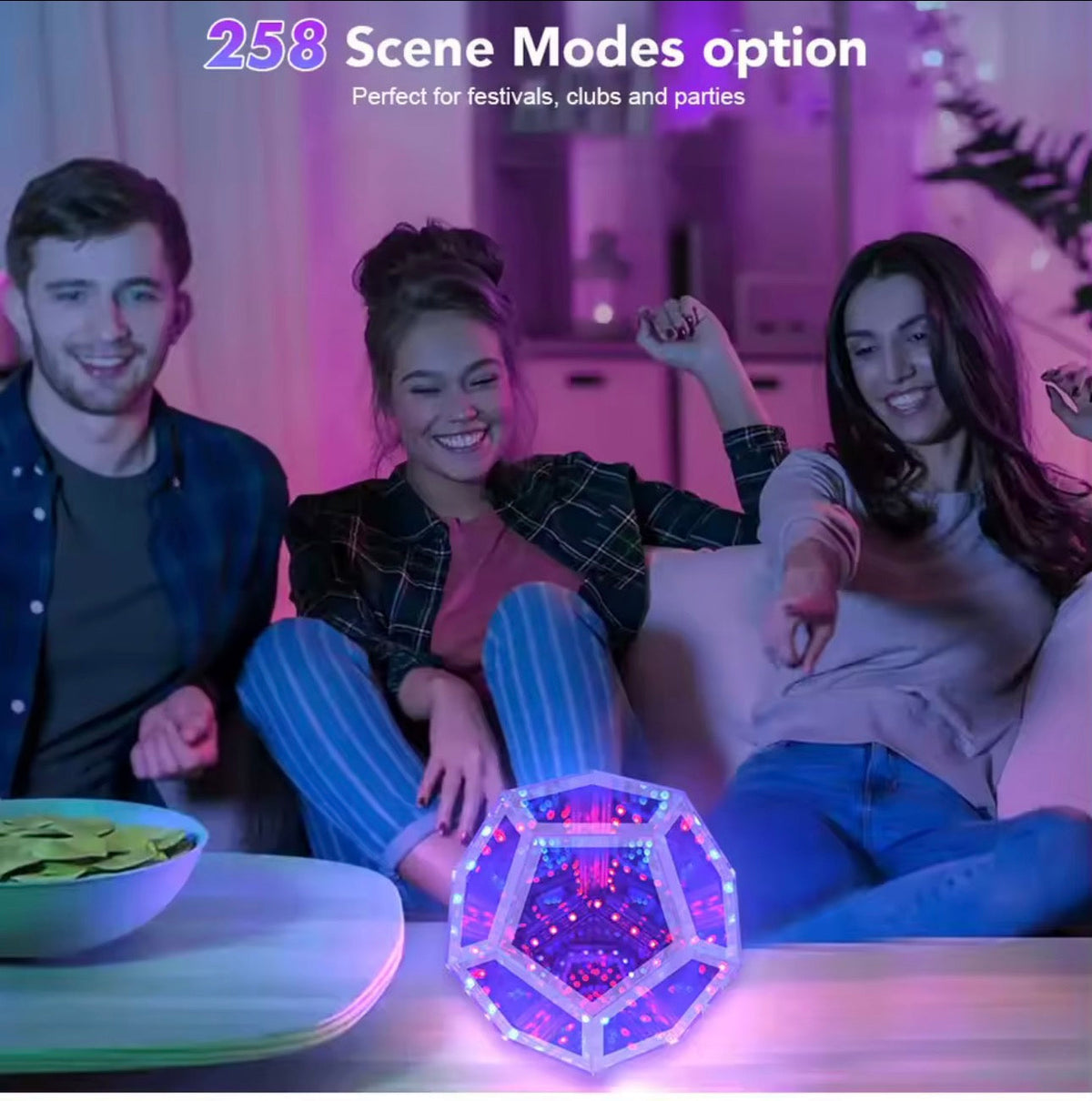 LED Night Light Mirror Light Infinite Dodecahedron Light for Gaming Room Decor 3D Cube Cool RGB Color Changing Night Lighting encalife