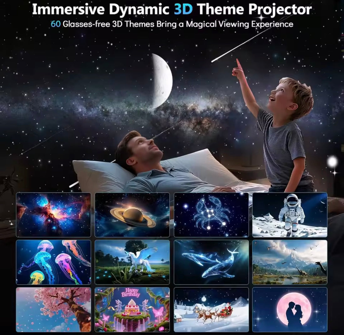 AURORA LIGHTING 3D Projector Mini HD 3D Galaxy Projector Night Light for Kids Adults Bedroom Room Decor Birthday Christmas Gifts