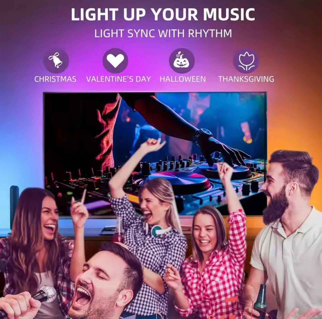 RGBIC LED TV Backlight Strip with Camera App Control Music Sync Smart Lights for Gaming Room 55-75inch Ambient Lighting encalife