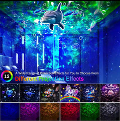 Ocean Wave Kids Projector Night Light Projector 360°Rotating Jellyfish Lamp Baby Toddler Bedroom Ceiling Birthday Christmas Gift encalife