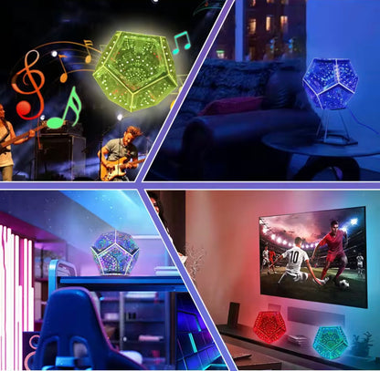 LED Night Light Mirror Light Infinite Dodecahedron Light for Gaming Room Decor 3D Cube Cool RGB Color Changing Night Lighting encalife