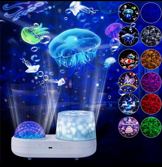 Ocean Wave Kids Projector Night Light Projector 360°Rotating Jellyfish Lamp Baby Toddler Bedroom Ceiling Birthday Christmas Gift encalife