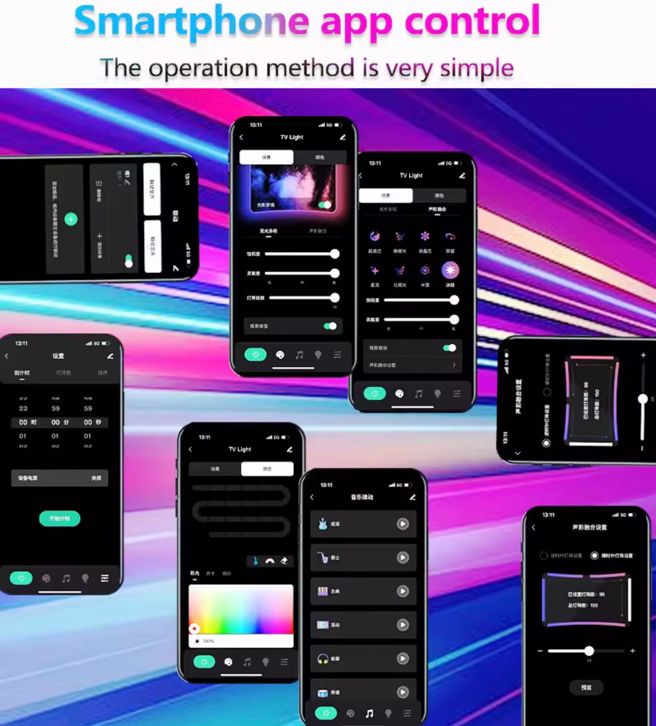 RGBIC LED TV Backlight Strip with Camera App Control Music Sync Smart Lights for Gaming Room 55-75inch Ambient Lighting