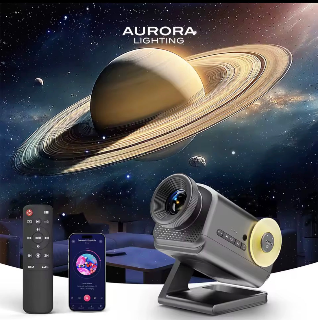 AURORA LIGHTING 3D Projector Mini HD 3D Galaxy Projector Night Light for Kids Adults Bedroom Room Decor Birthday Christmas Gifts