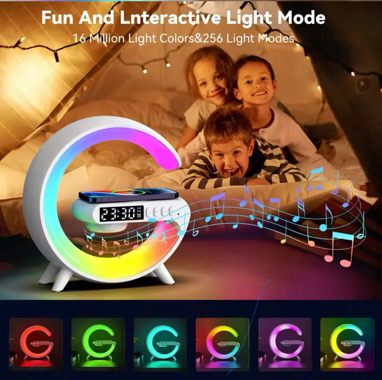 Multifunction Bluetooth Speaker TF RGB Night Light 15W Wireless Charger Stand for iPhone Samsung Xiaomi Fast Charging Station encalife