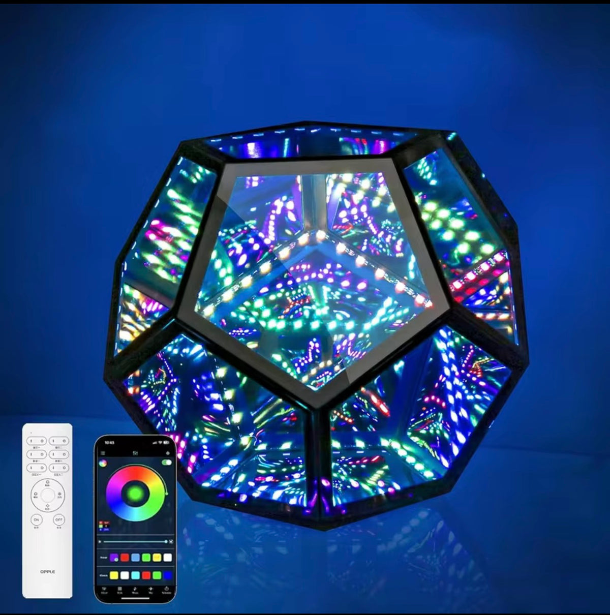 LED Night Light Mirror Light Infinite Dodecahedron Light for Gaming Room Decor 3D Cube Cool RGB Color Changing Night Lighting encalife