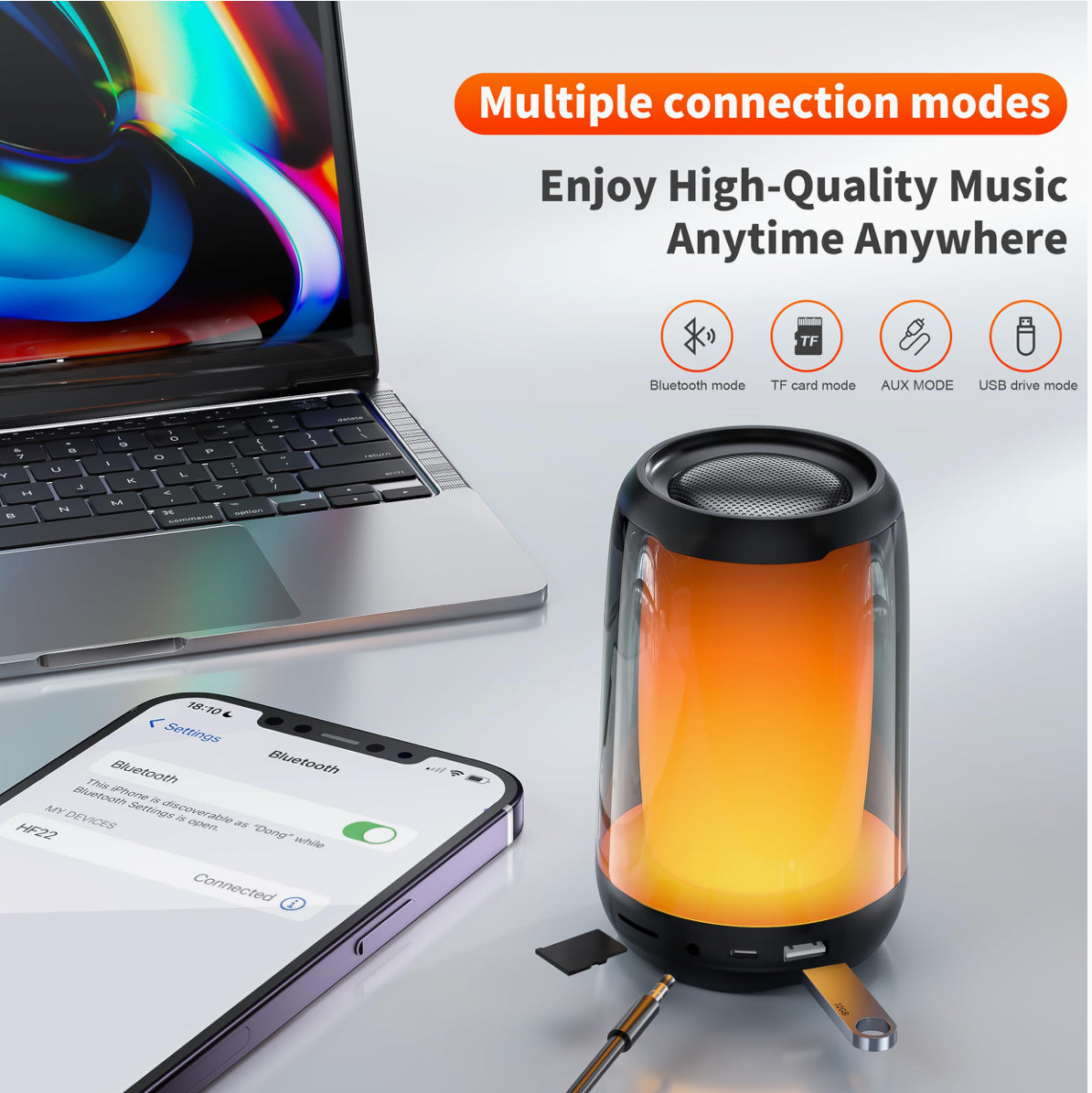 QERE Bluetooth Speaker with Hi-Res 5W Audio,Wireless HiFi Portable Speaker IPX5 Waterproof,Outdoor Multiple connection modes, encalife