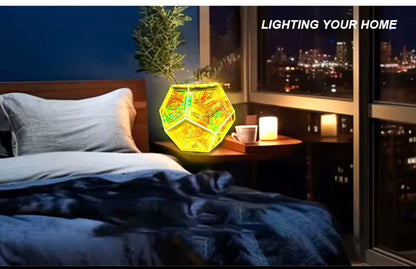 LED Night Light Mirror Light Infinite Dodecahedron Light for Gaming Room Decor 3D Cube Cool RGB Color Changing Night Lighting encalife