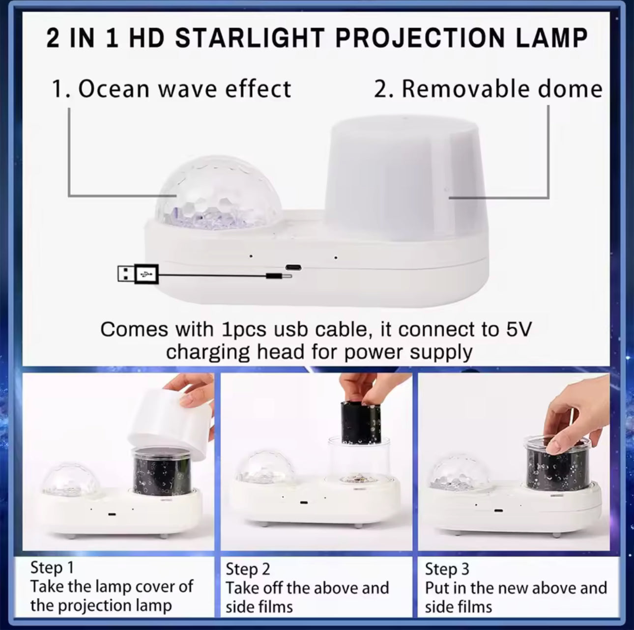 Ocean Wave Kids Projector Night Light Projector 360°Rotating Jellyfish Lamp Baby Toddler Bedroom Ceiling Birthday Christmas Gift encalife