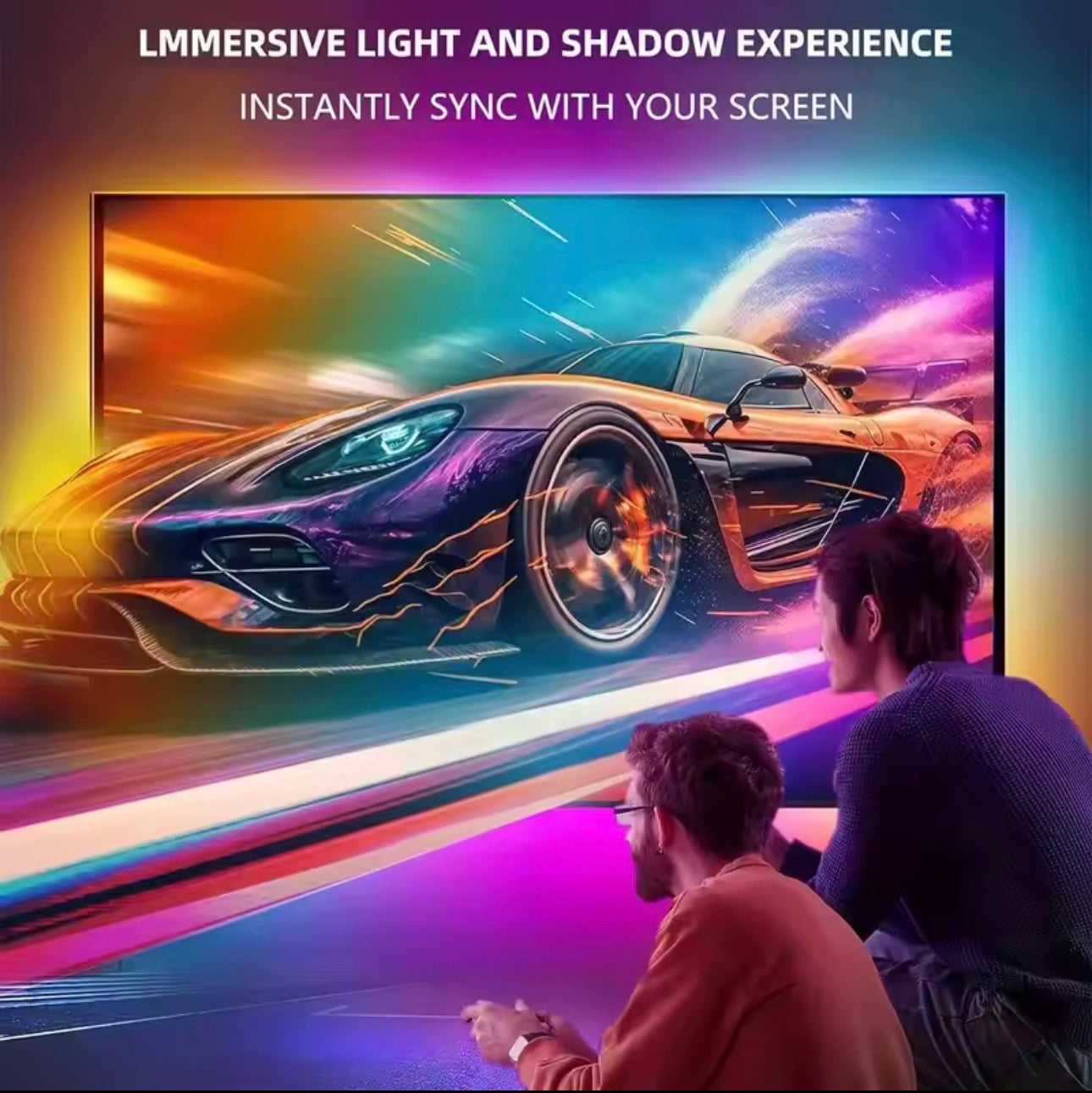 RGBIC LED TV Backlight Strip with Camera App Control Music Sync Smart Lights for Gaming Room 55-75inch Ambient Lighting