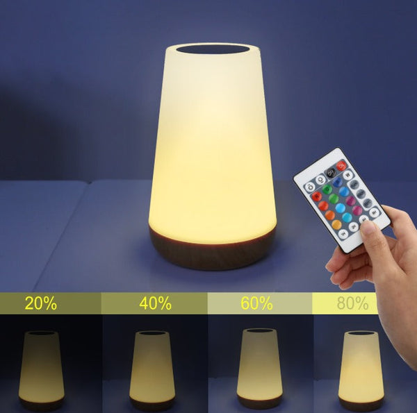 Night Light, LED Touch Bedside Table Lamp, 7 RGB Colours Changing, 5 Brightness Level Switch, Timing Function, Rechargable Remote