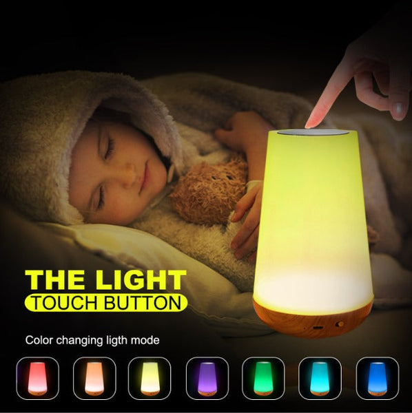Night Light, LED Touch Bedside Table Lamp, 7 RGB Colours Changing, 5 Brightness Level Switch, Timing Function, Rechargable Remote
