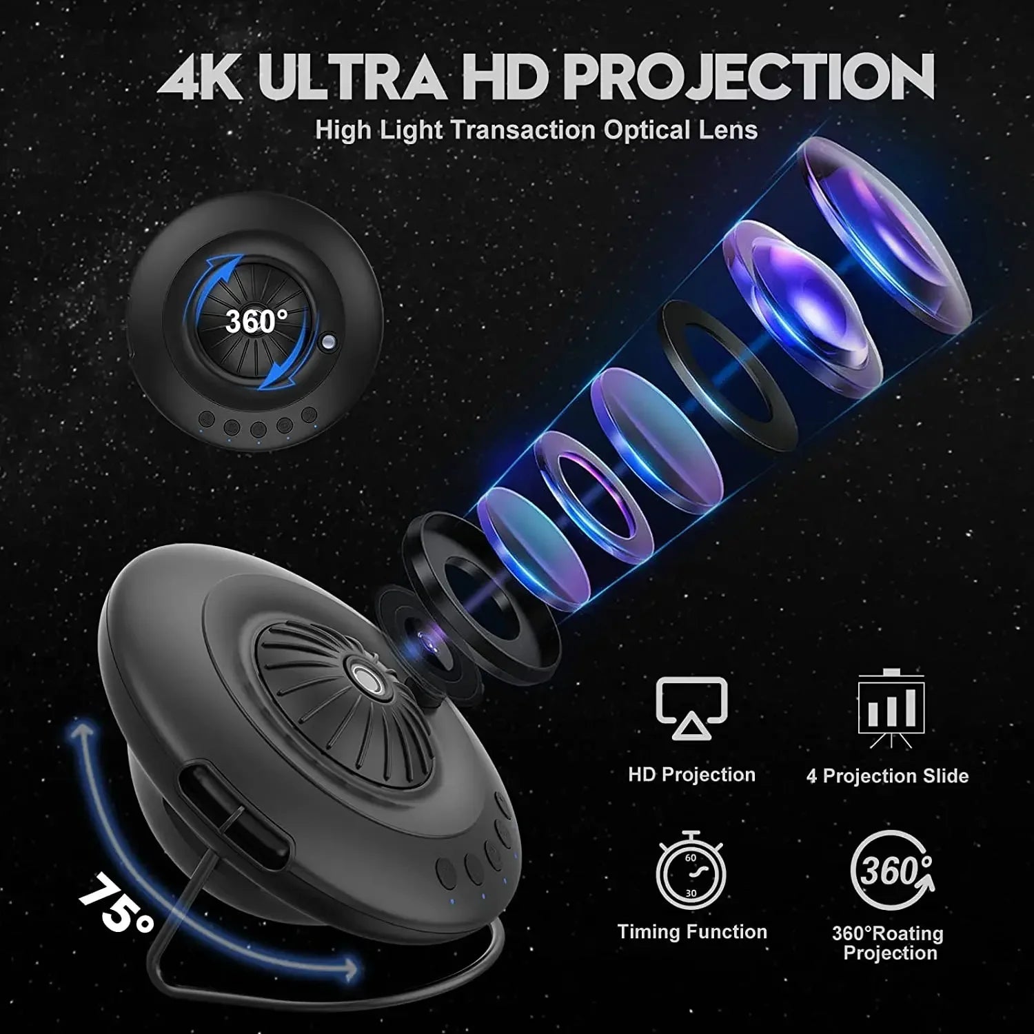UFO Galaxy Star Projector Planetarium with 4K Ultra HD Clarity