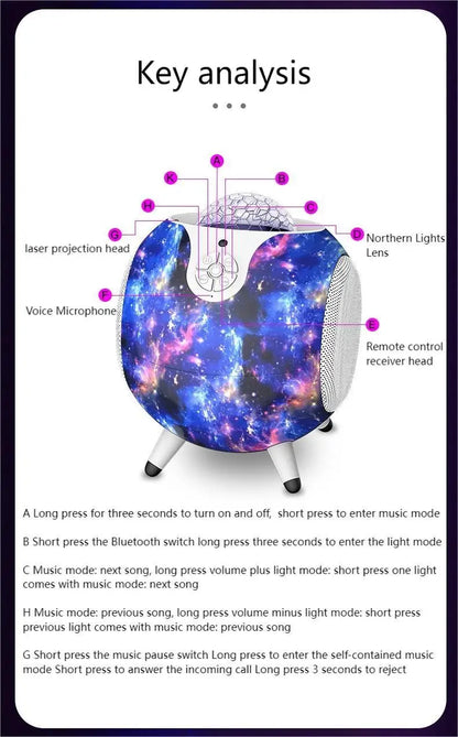 Wireless Galaxy Projector with Dual Bluetooth Speakers