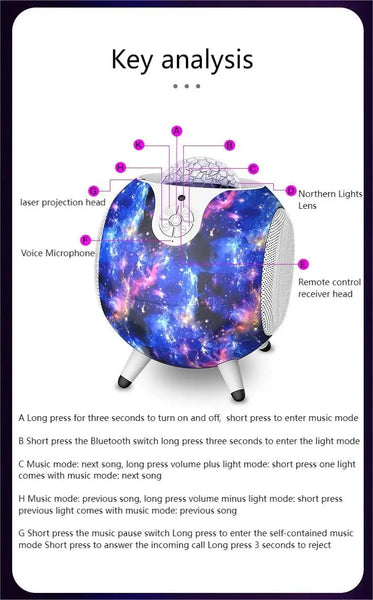 Wireless Galaxy Projector with Dual Bluetooth Speakers