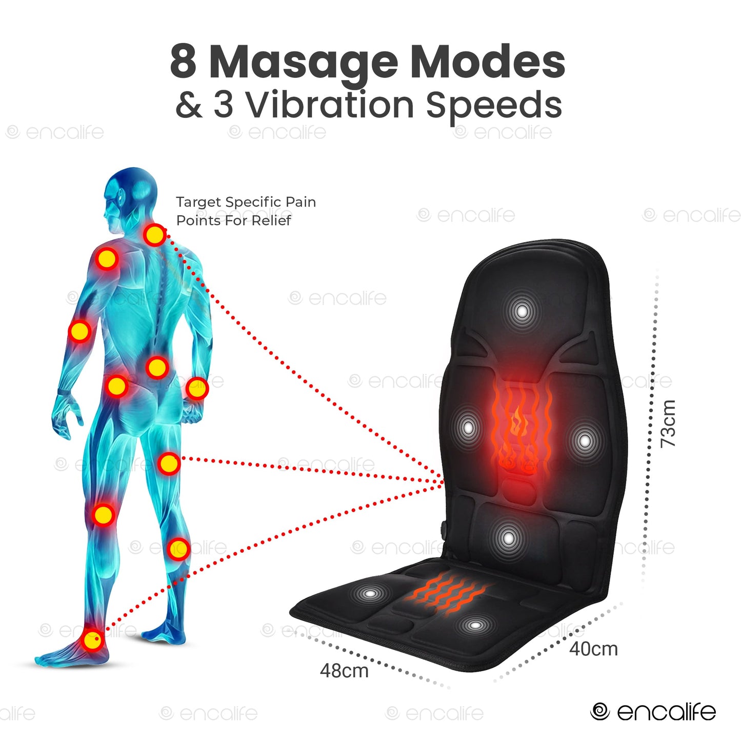 Shiatsu Back Chair Massager encalife